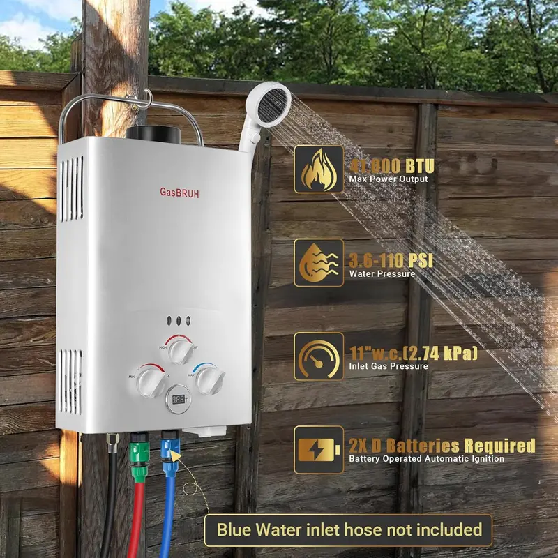 1.58 GPM Portable Propane Tankless Water Heater – Outdoor, RV, and Camping Ready with Overheat Safety Shut-Off 2