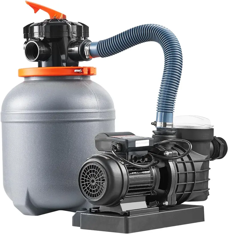 1 HP Sand Filter Pump System – 3500 L/min Flow Rate for Inground or Above-Ground Pools, 6-Position Valve & Filter Basket Included
