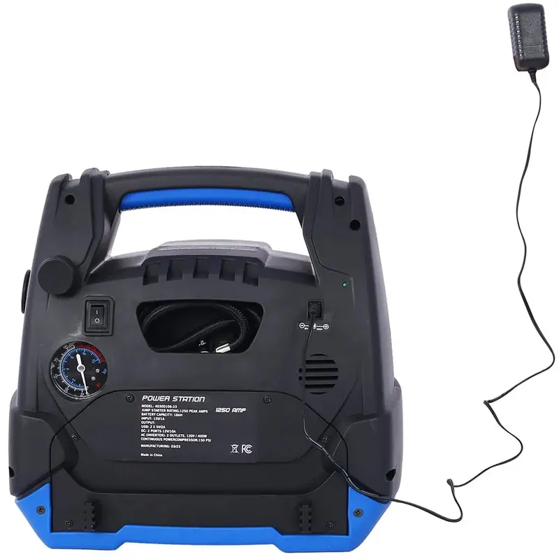 1800A Portable Jump Starter with Integrated Air Compressor: Heavy-Duty Battery Booster for Gas and Diesel Vehicles