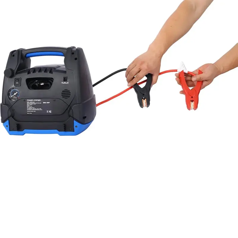 1800A Portable Jump Starter with Integrated Air Compressor: Heavy-Duty Battery Booster for Gas and Diesel Vehicles