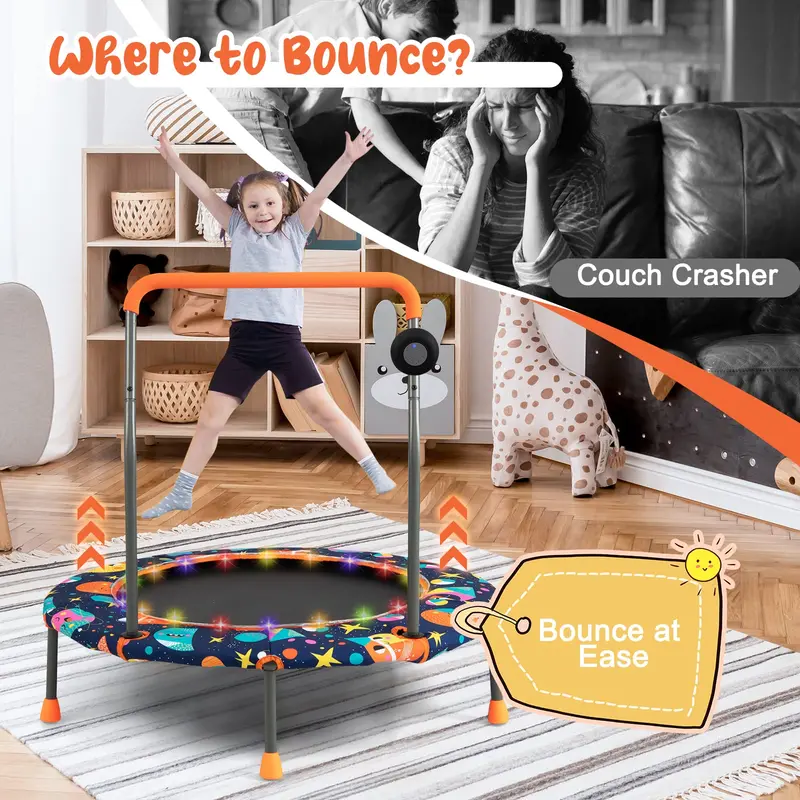 36-Inch Bluetooth-Enabled LED-Trimmable Trampoline with Safety Net 2