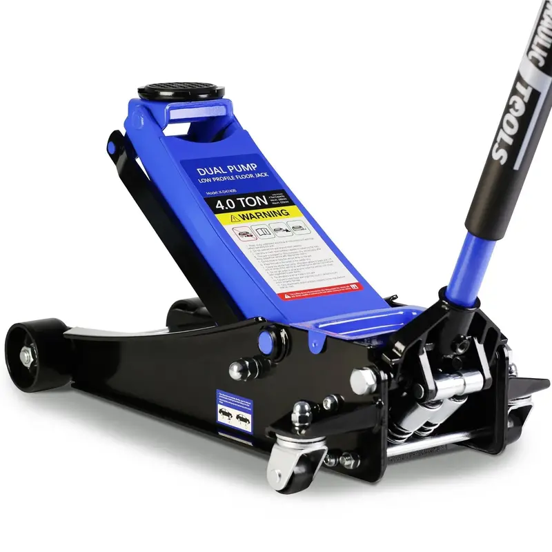 4-Ton Low-Profile Floor Jack – Dual-Piston Trolley Design with 4" to 21" Adjustable Lift Range