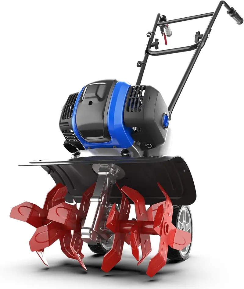 53cc Gas-Powered Mini Tiller with 15-Inch Width and Adjustable Handle for Efficient Lawn and Soil Cultivation