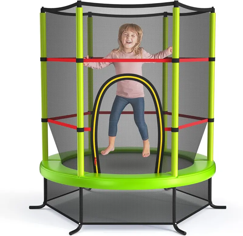 55-Inch ASTM-Certified Kids' Trampoline – 4.6-Foot Toddler Bouncer with Enclosure Safety Net
