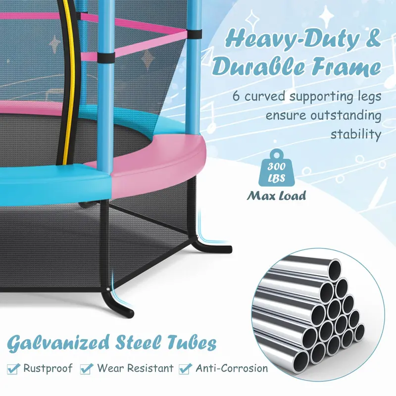 55-Inch ASTM-Certified Kids' Trampoline – 4.6-Foot Toddler Bouncer with Enclosure Safety Net