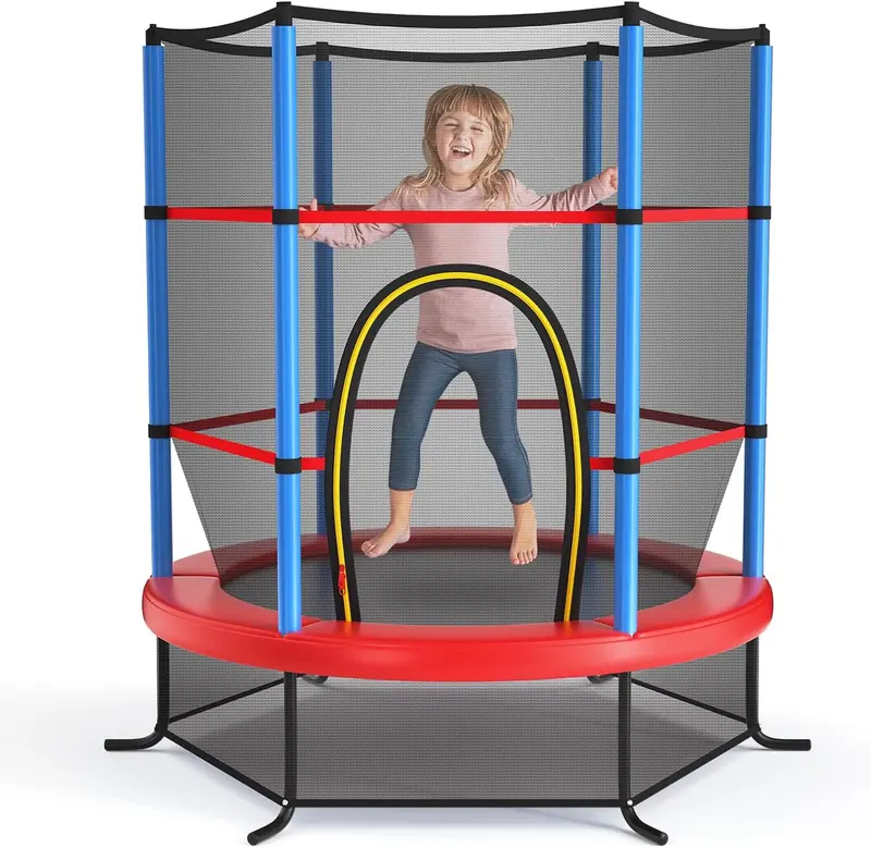 55-Inch ASTM-Certified Kids' Trampoline – 4.6-Foot Toddler Bouncer with Enclosure Safety Net