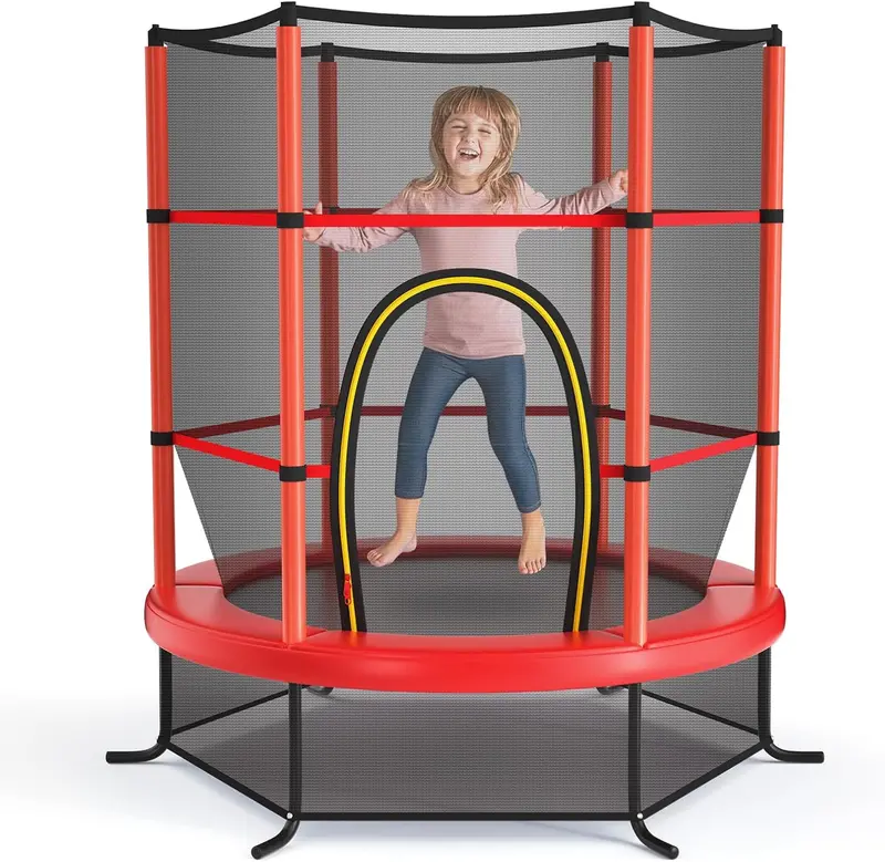 55-Inch ASTM-Certified Kids' Trampoline – 4.6-Foot Toddler Bouncer with Enclosure Safety Net