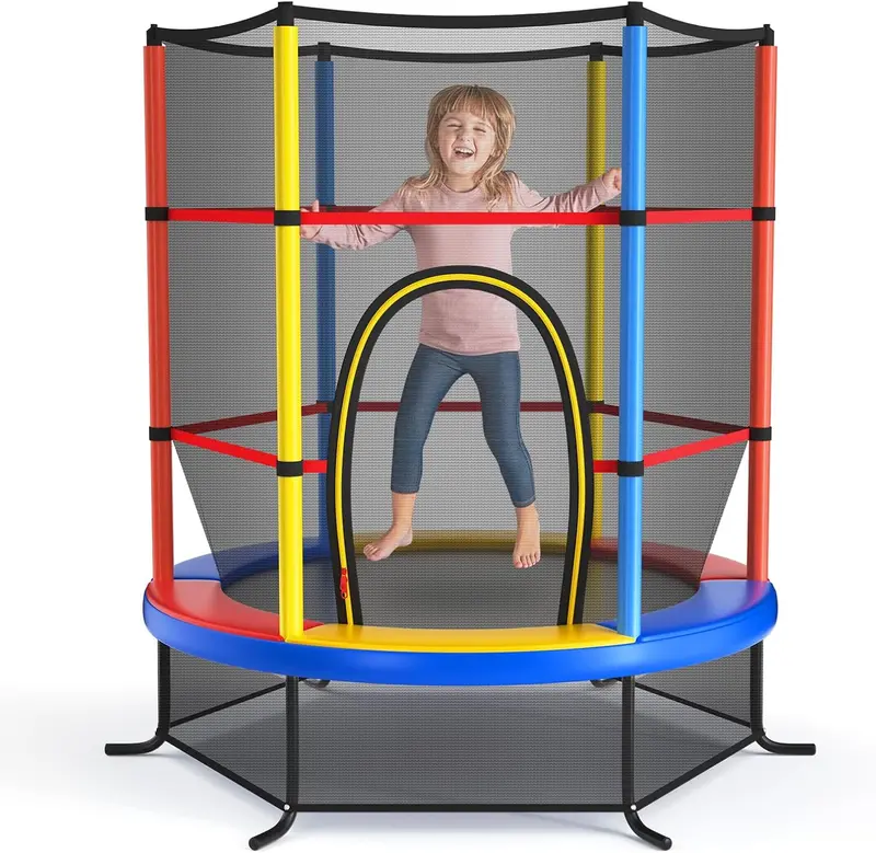 55-Inch ASTM-Certified Kids' Trampoline – 4.6-Foot Toddler Bouncer with Enclosure Safety Net
