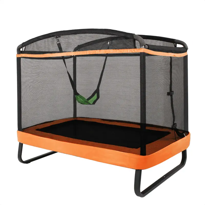 6-Foot ASTM-Certified Kids' Trampoline – Rectangular Bounce Pad with Enclosure Net, Swing Attachment, and 220 lb Weight Limit (Ages 3–8)