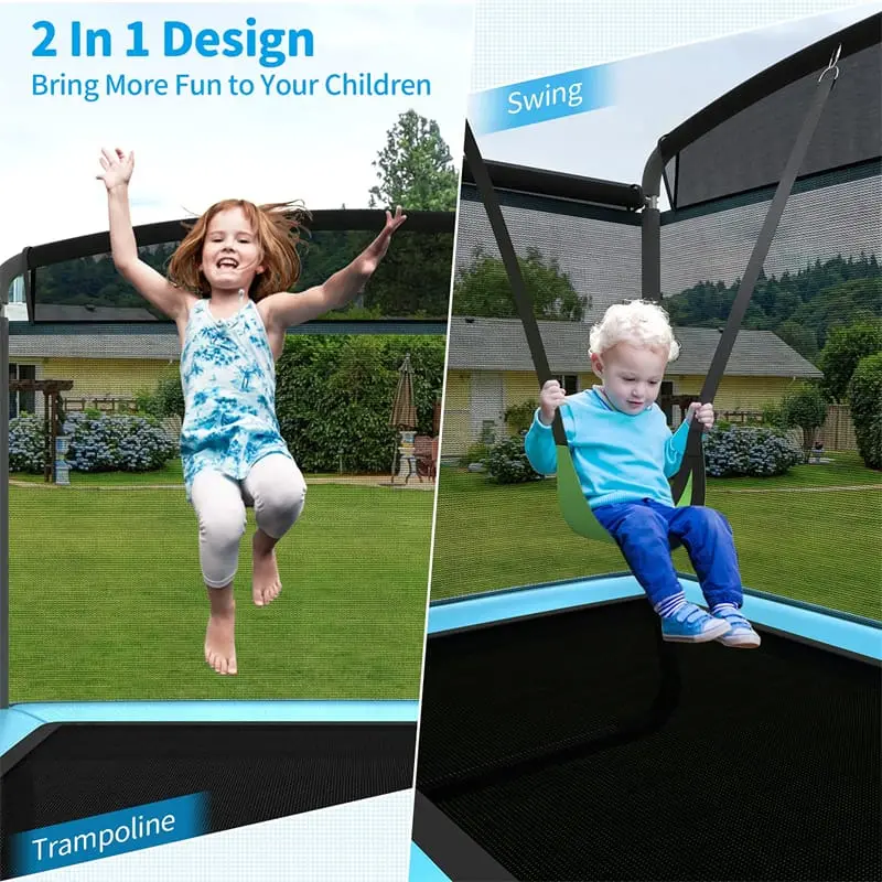 6-Foot ASTM-Certified Kids' Trampoline – Rectangular Bounce Pad with Enclosure Net, Swing Attachment, and 220 lb Weight Limit (Ages 3–8)