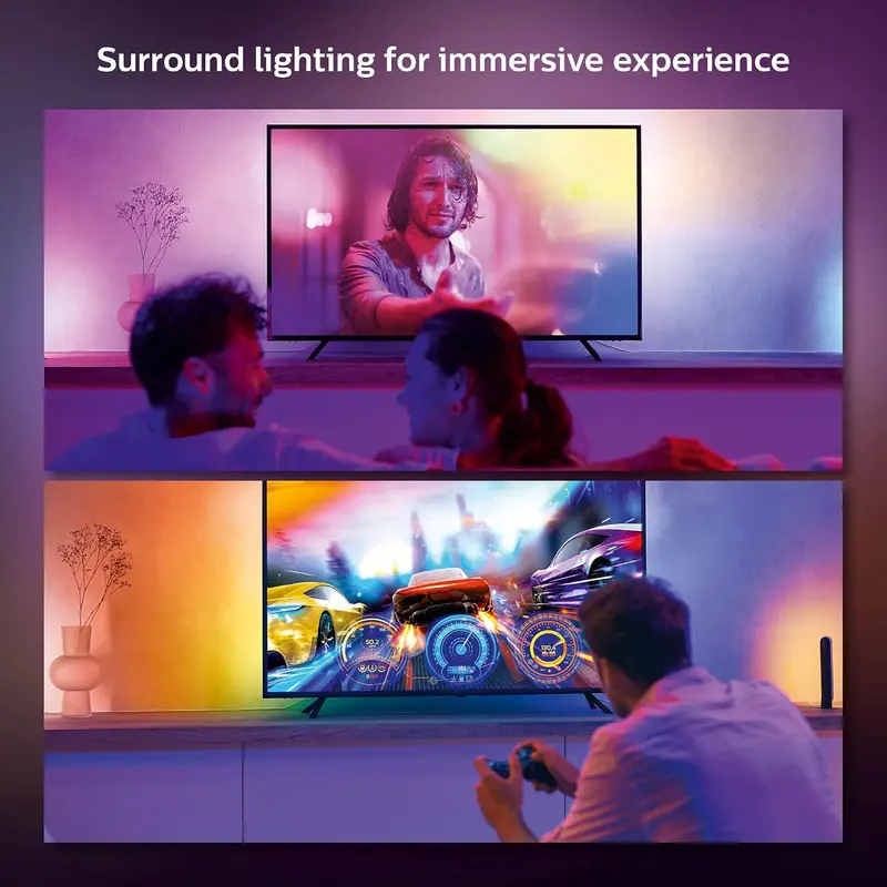 65-Inch Smart RGB LED TV Backlight Strip with Music Sync, Flowing Color Modes, and Low-Latency Game Mode