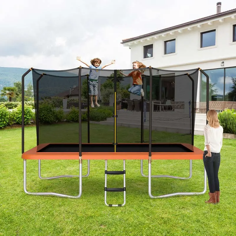 8 x 14 FT ASTM-Compliant Rectangular Trampoline Set – Reinforced Frame with Full-Safety Enclosure, Ladder, and Weather-Resistant Mat