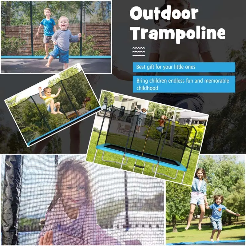 8 x 14 FT ASTM-Compliant Rectangular Trampoline Set – Reinforced Frame with Full-Safety Enclosure, Ladder, and Weather-Resistant Mat