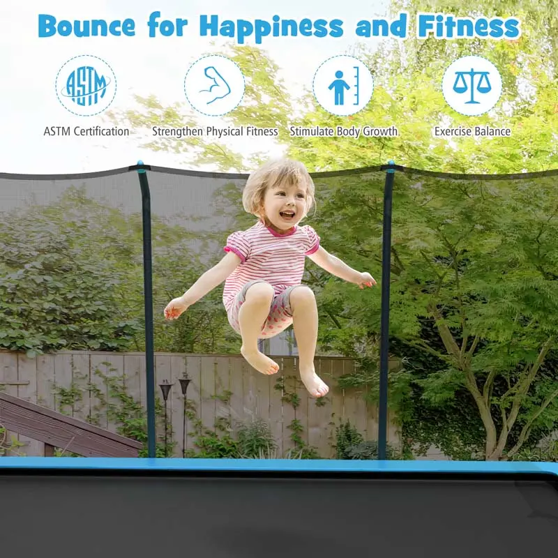 8 x 14 FT ASTM-Compliant Rectangular Trampoline Set – Reinforced Frame with Full-Safety Enclosure, Ladder, and Weather-Resistant Mat