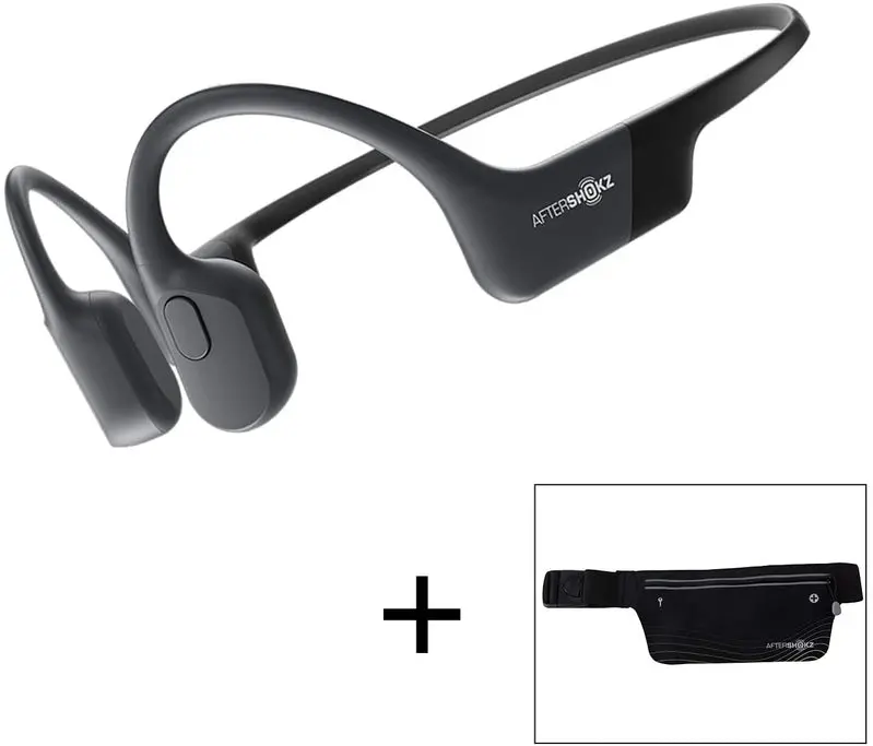 AfterShokz Aeropex Open-Ear Bone Conduction Headphones – Wireless Sport Headset in Cosmic Black