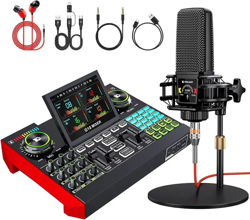 All-in-One Streaming Audio Kit: Studio Condenser Mic, USB Audio Interface & Compact Mixer for Gamers, Podcasters and Mobile Creators