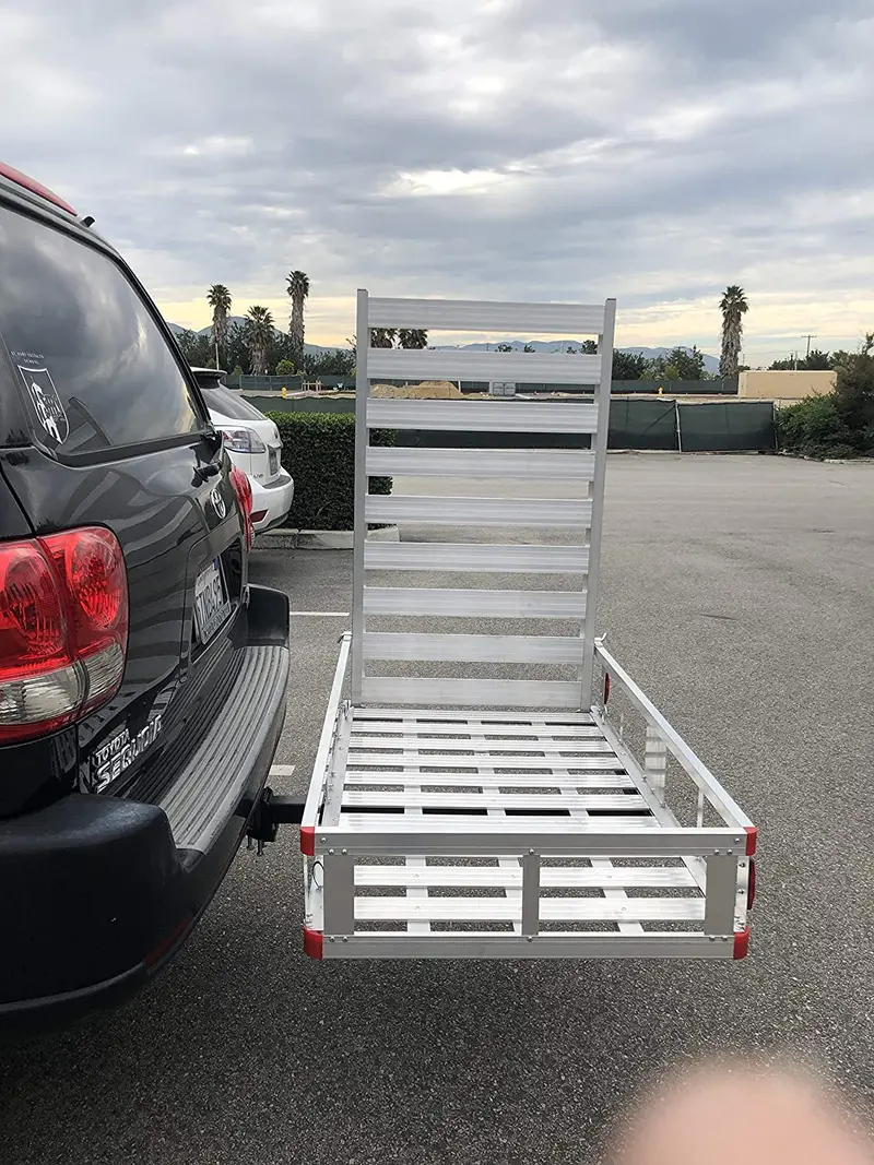 Aluminum Hitch-Mount Cargo Carrier – 47-Inch Extendable Ramp & Heavy-Duty Transport Tray