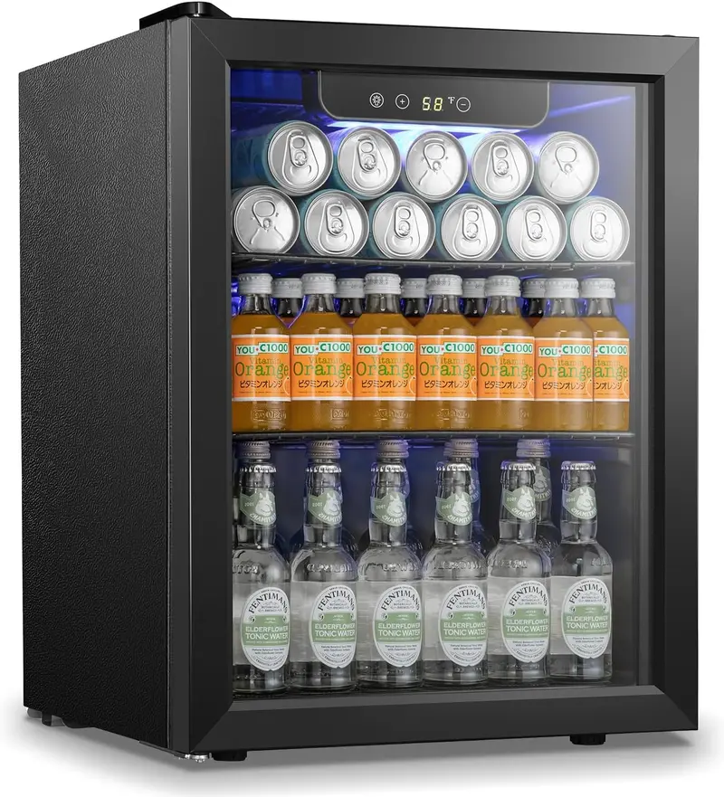 Antarctic Star Freestanding 68-Can Beverage Cooler with Tempered Glass Door and Digital Temperature Control