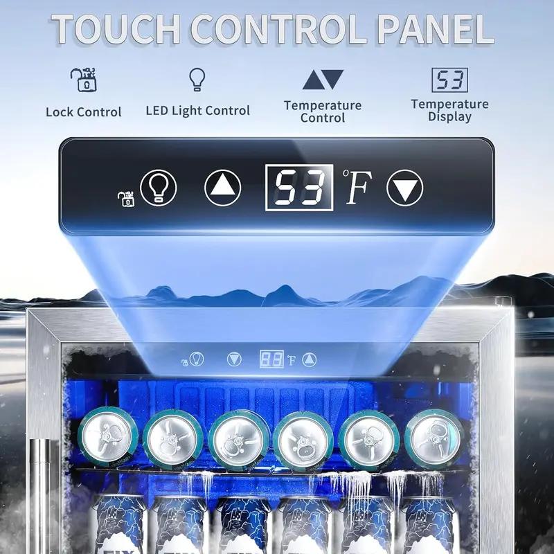Antarctic Star Freestanding 68-Can Beverage Cooler with Tempered Glass Door and Digital Temperature Control
