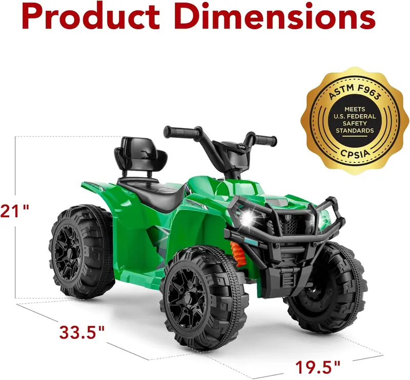 Best Choice Products 12V Kids Electric ATV Quad – Bluetooth Audio, LED Headlights, Treaded Tires & 2.4 mph Max Speed