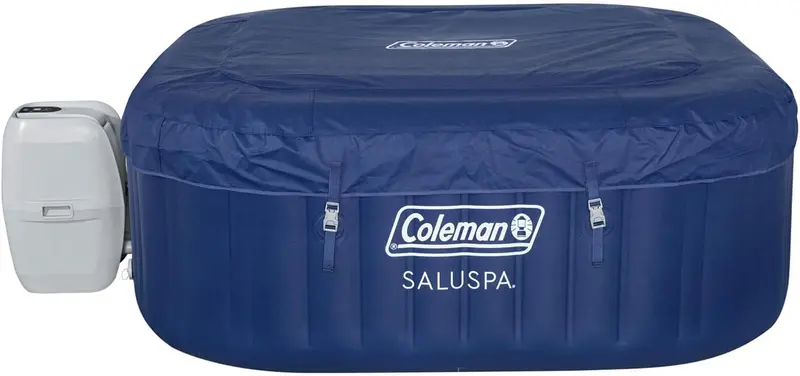 Coleman SaluSpa Atlantis Square Inflatable Hot Tub – Spacious 4–6 Person Outdoor Spa with 140 Jets