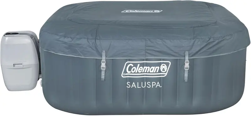 Coleman SaluSpa Atlantis Square Inflatable Hot Tub – Spacious 4–6 Person Outdoor Spa with 140 Jets