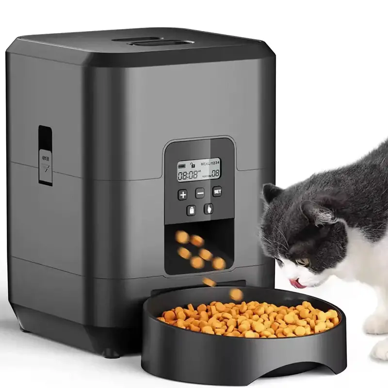 Compact 2L Automatic Cat Feeder with LCD Timer, Adjustable Slow-Feed Setting & Dry Food Compatibility for Small Pets