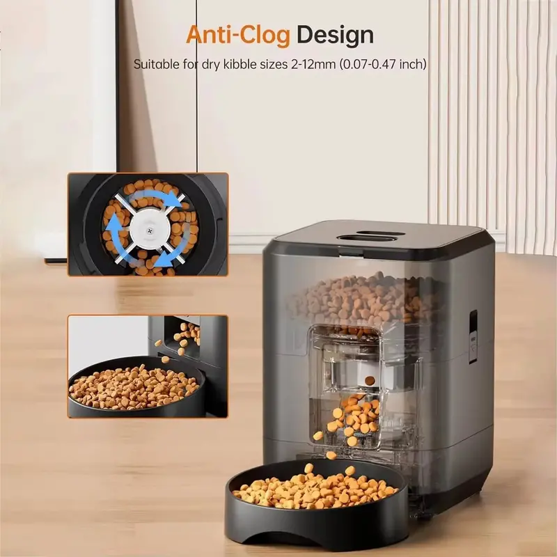 Compact 2L Automatic Cat Feeder with LCD Timer, Adjustable Slow-Feed Setting & Dry Food Compatibility for Small Pets 2