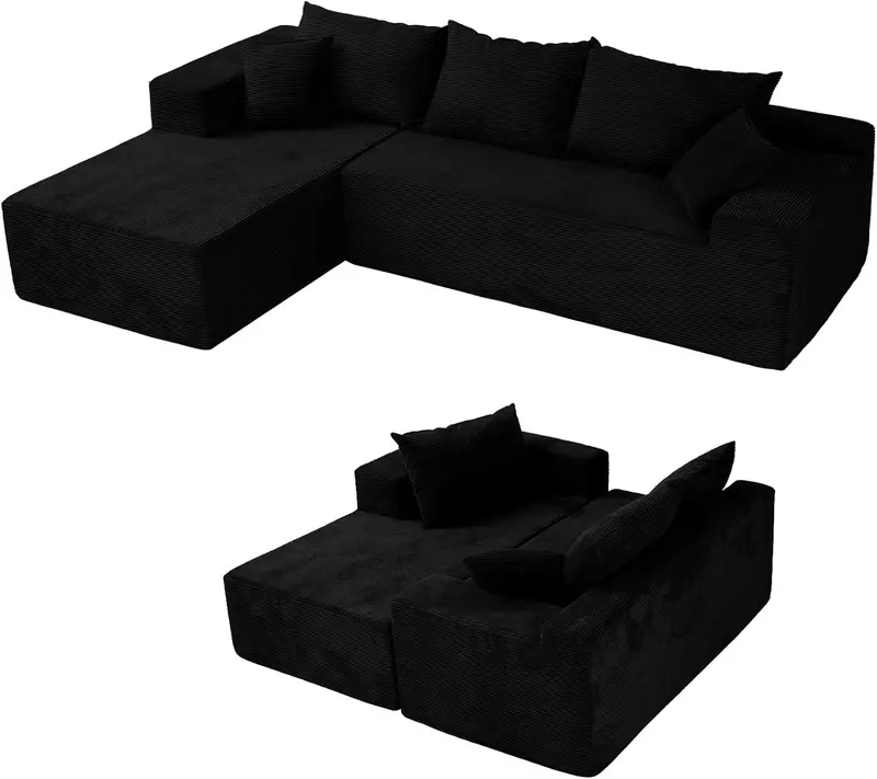 Contemporary L-Shaped Cloud Modular Sectional – Space-Saving Deep-Seat Sofa for Compact or Multi-Functional Interiors