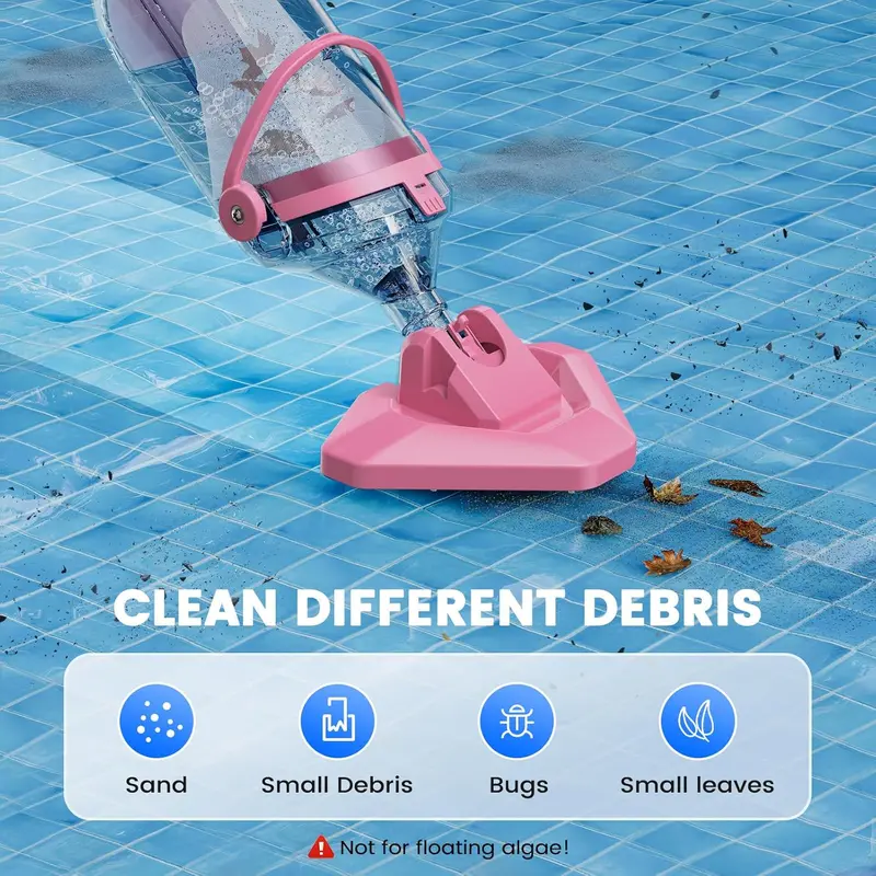 Cordless Handheld Pool Vacuum: Extendable Pole, 60-Minute Battery Life, 18.5 GPM Suction for Above-Ground Pools