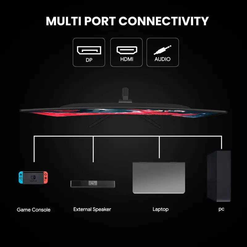 CRUA 24-Inch Curved Gaming Monitor – Full HD 1080P VA Panel, 180Hz Refresh Rate, AMD FreeSync & Eye Comfort Technology 2
