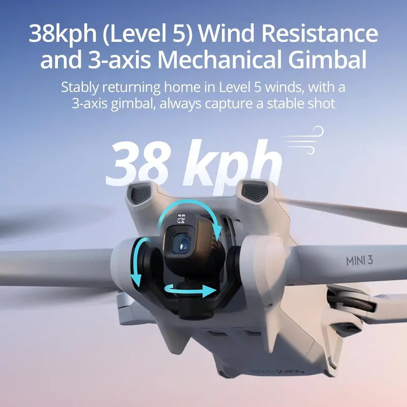 DJI Mini 3 Drone – Beginner-Friendly 4K Camera Quadcopter with 38-Minute Flight Time, Vertical Shooting Mode, GPS Return-to-Home, and 10km Video Transmission