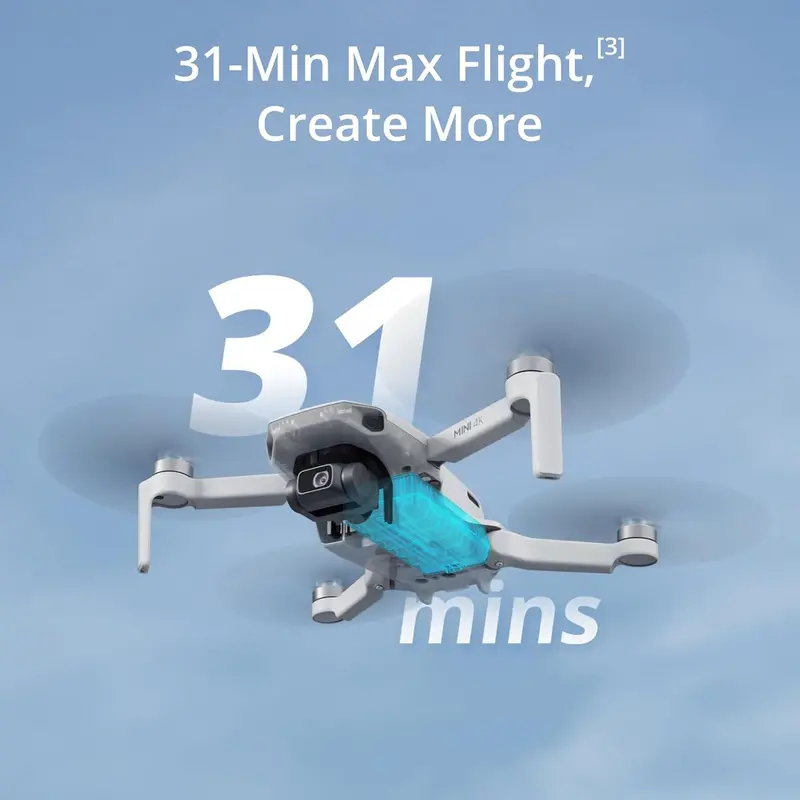 DJI Mini 4K Drone – Ultra-Compact 4K UHD Camera Quadcopter Under 249g Featuring 3-Axis Stabilization, 10km HD Transmission, and 31-Minute Flight Duration