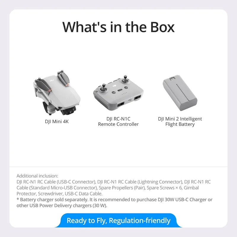 DJI Mini 4K Drone – Ultra-Compact 4K UHD Camera Quadcopter Under 249g Featuring 3-Axis Stabilization, 10km HD Transmission, and 31-Minute Flight Duration