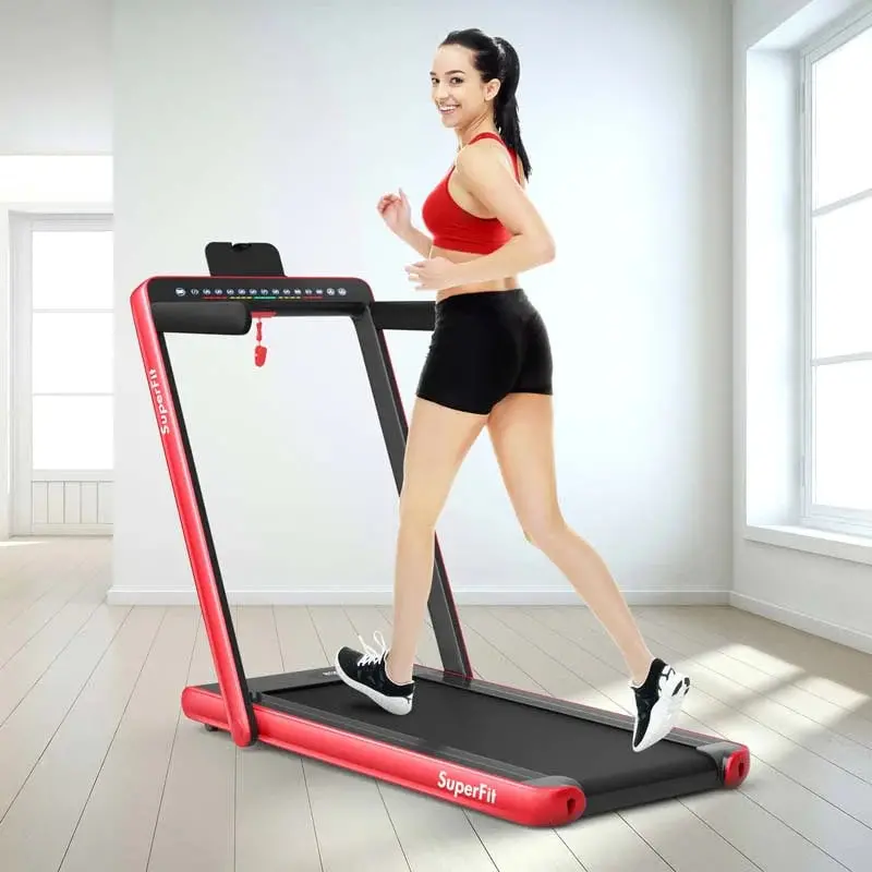 Dual-Screen Folding Treadmill – 2.25HP Under-Desk Walking and Light Running Machine with Smart App Integration and Remote Control