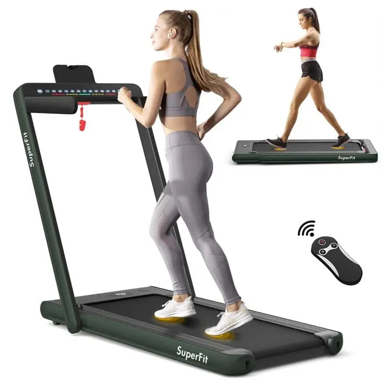 Dual-Screen Folding Treadmill – 2.25HP Under-Desk Walking and Light Running Machine with Smart App Integration and Remote Control