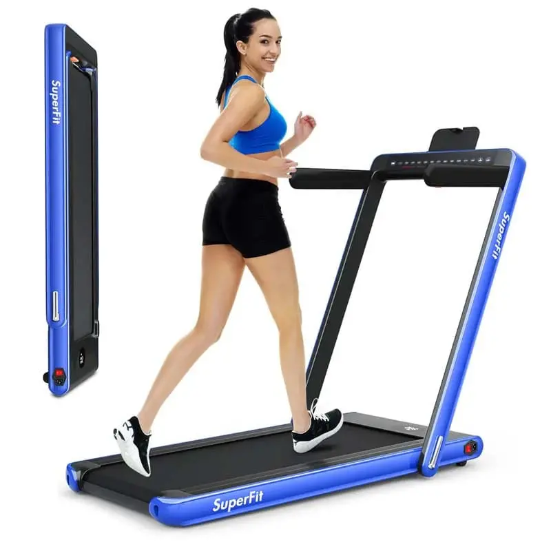 Dual-Screen Folding Treadmill – 2.25HP Under-Desk Walking and Light Running Machine with Smart App Integration and Remote Control