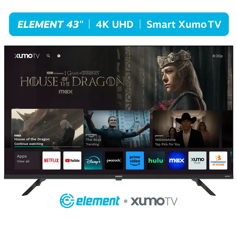 Element 43-Inch 4K UHD Xumo Smart TV – Dolby Vision HDR, 120Hz Refresh Rate, Streaming-Optimized Interface