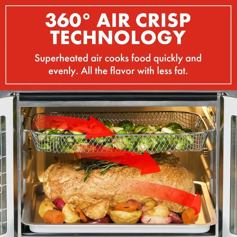 Emeril Lagasse 26-Quart Air Fryer Toaster Oven – French-Door Convection Countertop Oven, Stainless Steel Exterior