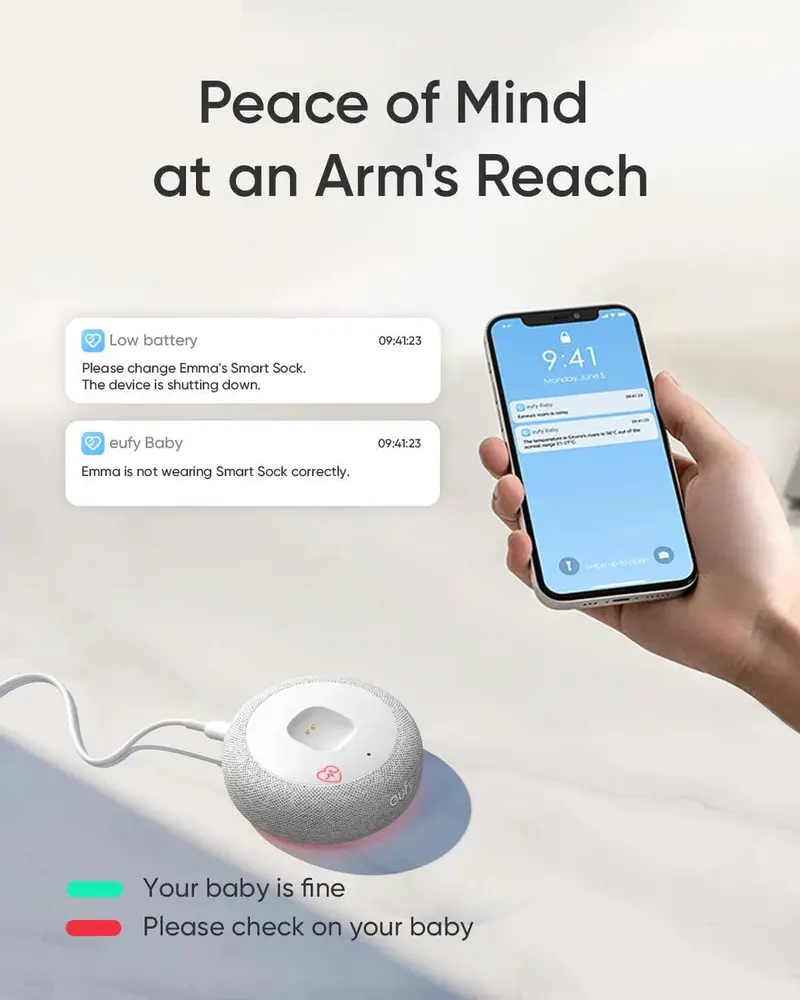 eufy Baby Smart Sock S320 Wearable Monitor – Pulse Oximetry, 2K HD Camera, and Instant Health Alerts