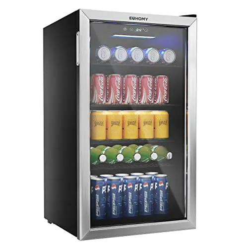 EUHOMY Glass-Door Beverage Cooler – 126-Can Capacity Mini Fridge for Kitchen, Office, or Dorm