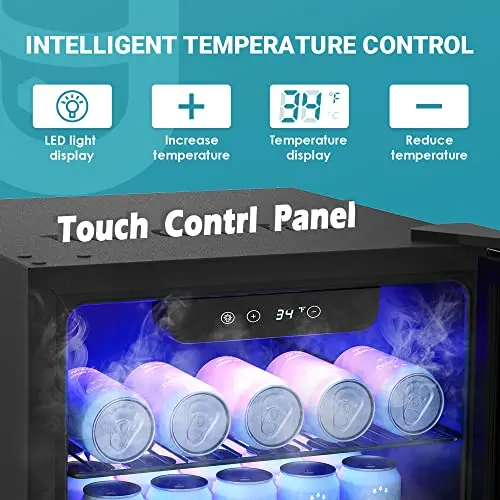 EUHOMY Glass-Door Beverage Cooler – 126-Can Capacity Mini Fridge for Kitchen, Office, or Dorm