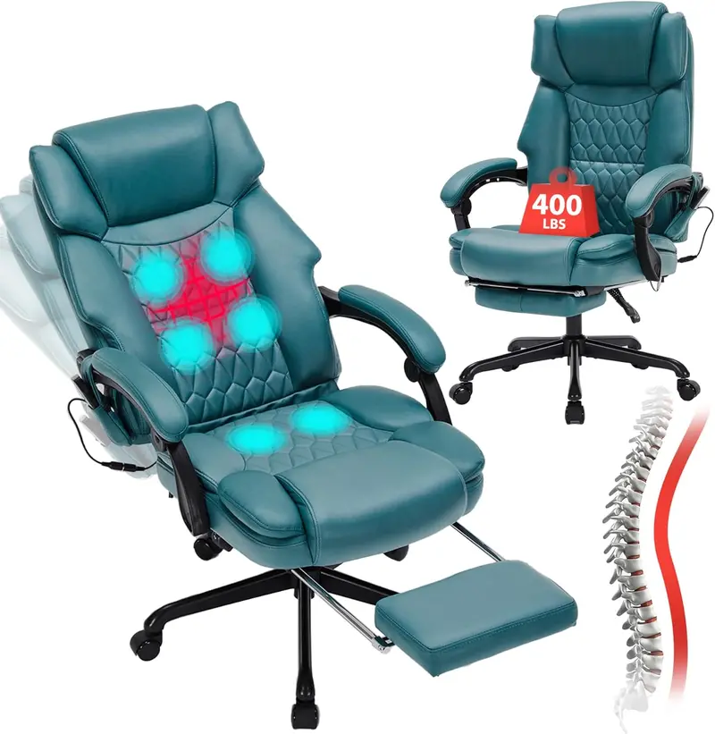 Executive Massage Office Chair – Heated Shiatsu Vibration, Footrest & Six-Point Therapy for Home or Office