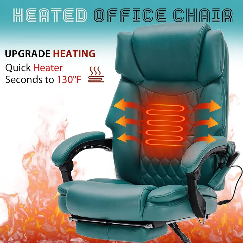 Executive Massage Office Chair – Heated Shiatsu Vibration, Footrest & Six-Point Therapy for Home or Office