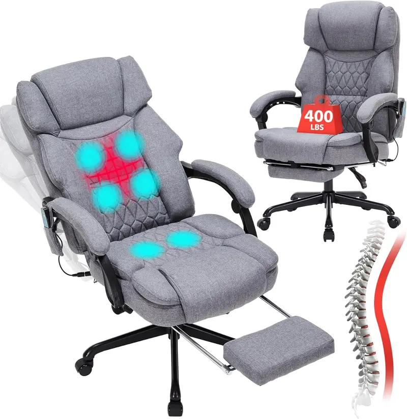 Executive Massage Office Chair – Heated Shiatsu Vibration, Footrest & Six-Point Therapy for Home or Office