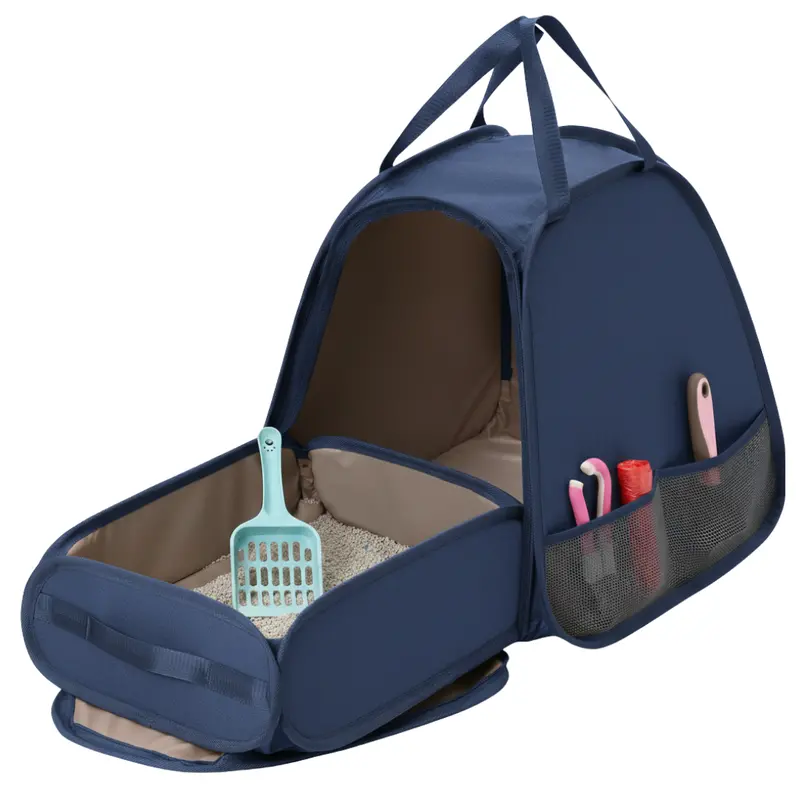 Expandable Travel Litter Box Carrier for Cats – Fold-Out Design with Spacious Potty Zone
