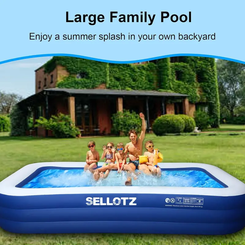 Extra-Large Backyard Inflatable Family Pool – 120" x 72" x 22" Heavy-Gauge Vinyl Pool for Summer Play & Toddler Safety