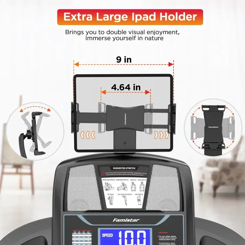 Famistar Compact Foldable Treadmill – 4.5HP Motor, 15 Auto Incline Settings, 10 MPH Top Speed, 300-Lb Weight Capacity