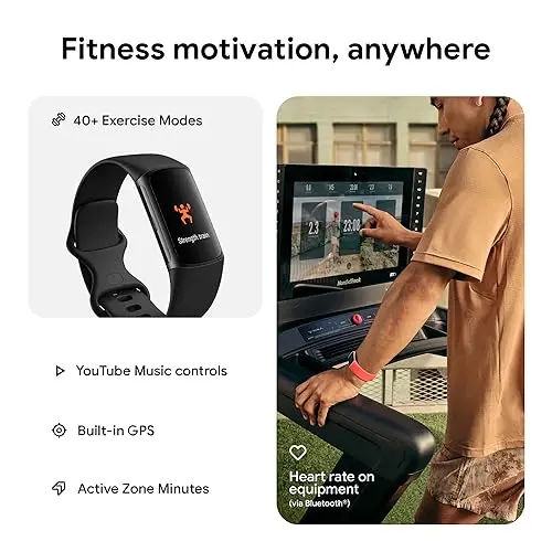 Fitbit Charge 6 Fitness Tracker – Advanced Wearable with Built-in GPS, Google Wallet Integration, and Voice Assistant Compatibility