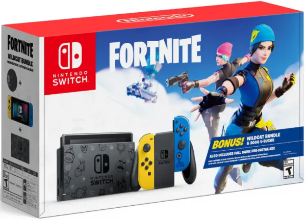 Fortnite Wildcat Edition Nintendo Switch Bundle – Themed Console, Custom Joy-Cons, Dock, and Digital Game Content